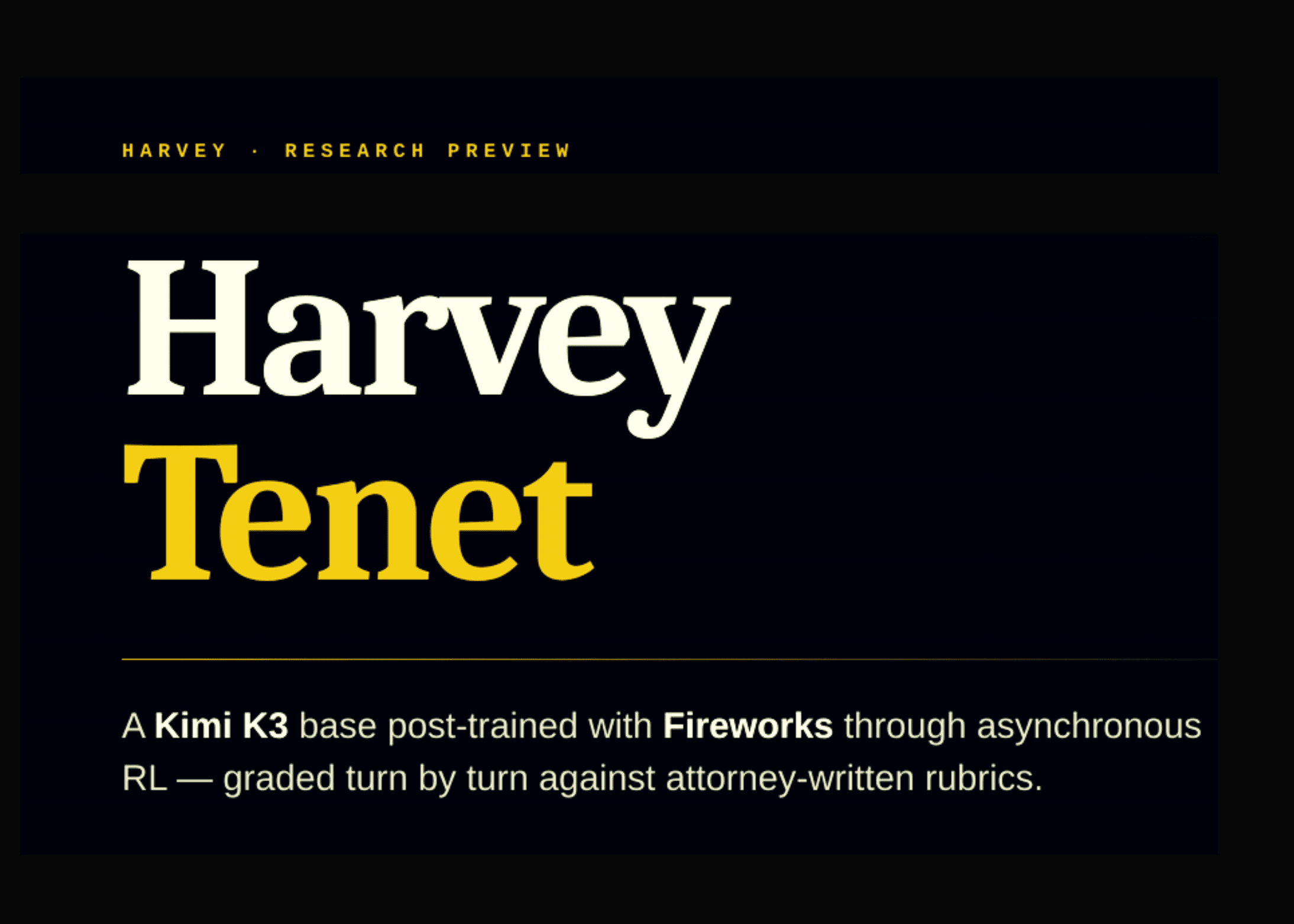 Harvey Tenet: Nowy model AI dla prawników, oparty na Kimi K3, rewolucjonizuje pracę agentów prawnych